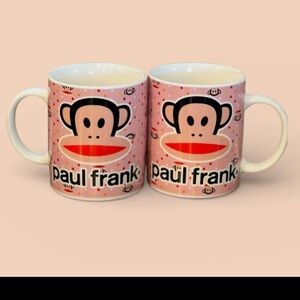 Paul Frank Julius Monkey Pink Ceramic Coffee Mug Cup Set – Set of Two